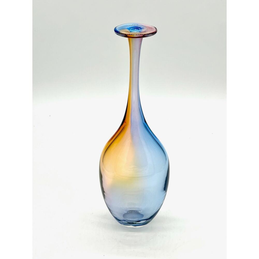 Vase Bottle - Kosta Boda Signed Kjell Engman Iridescent 12"H x 4.5"W